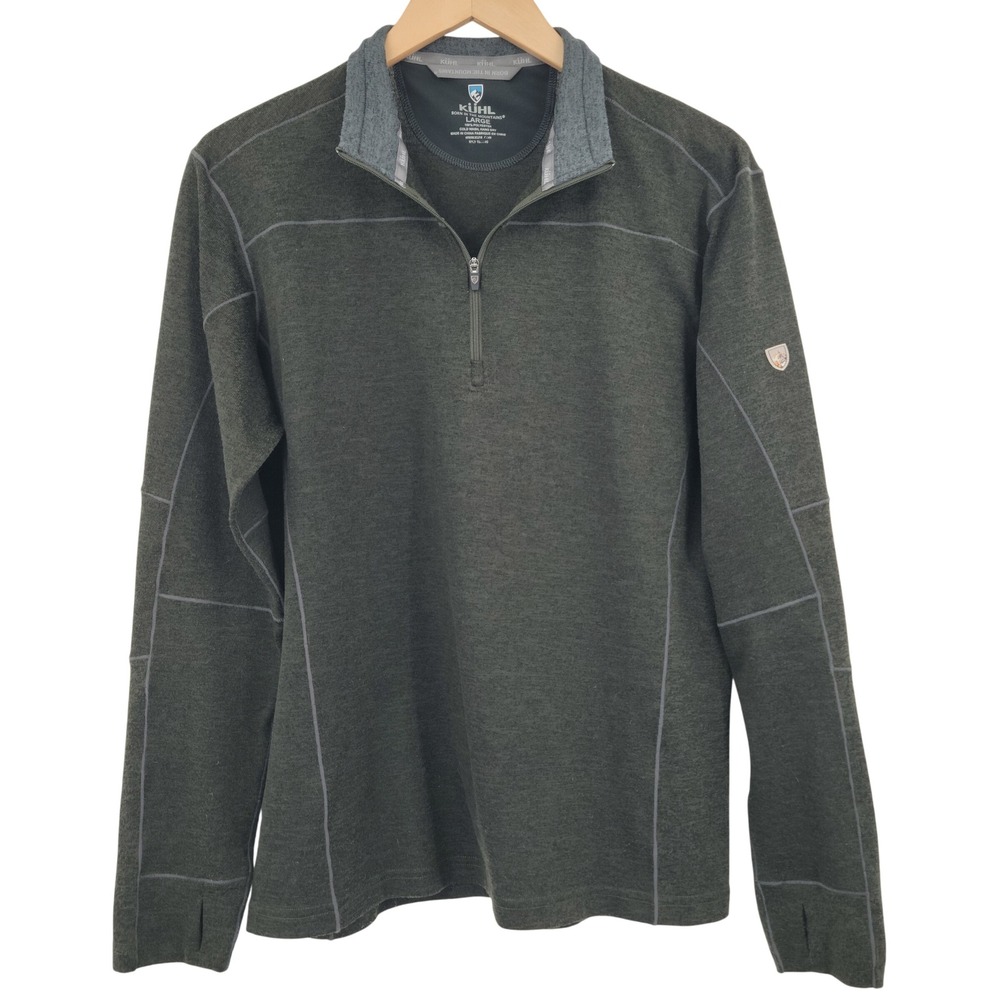 KUHL Revel 1/4 Zip Pullover Mens Large Green Fleece Activewear Techwear Hiking